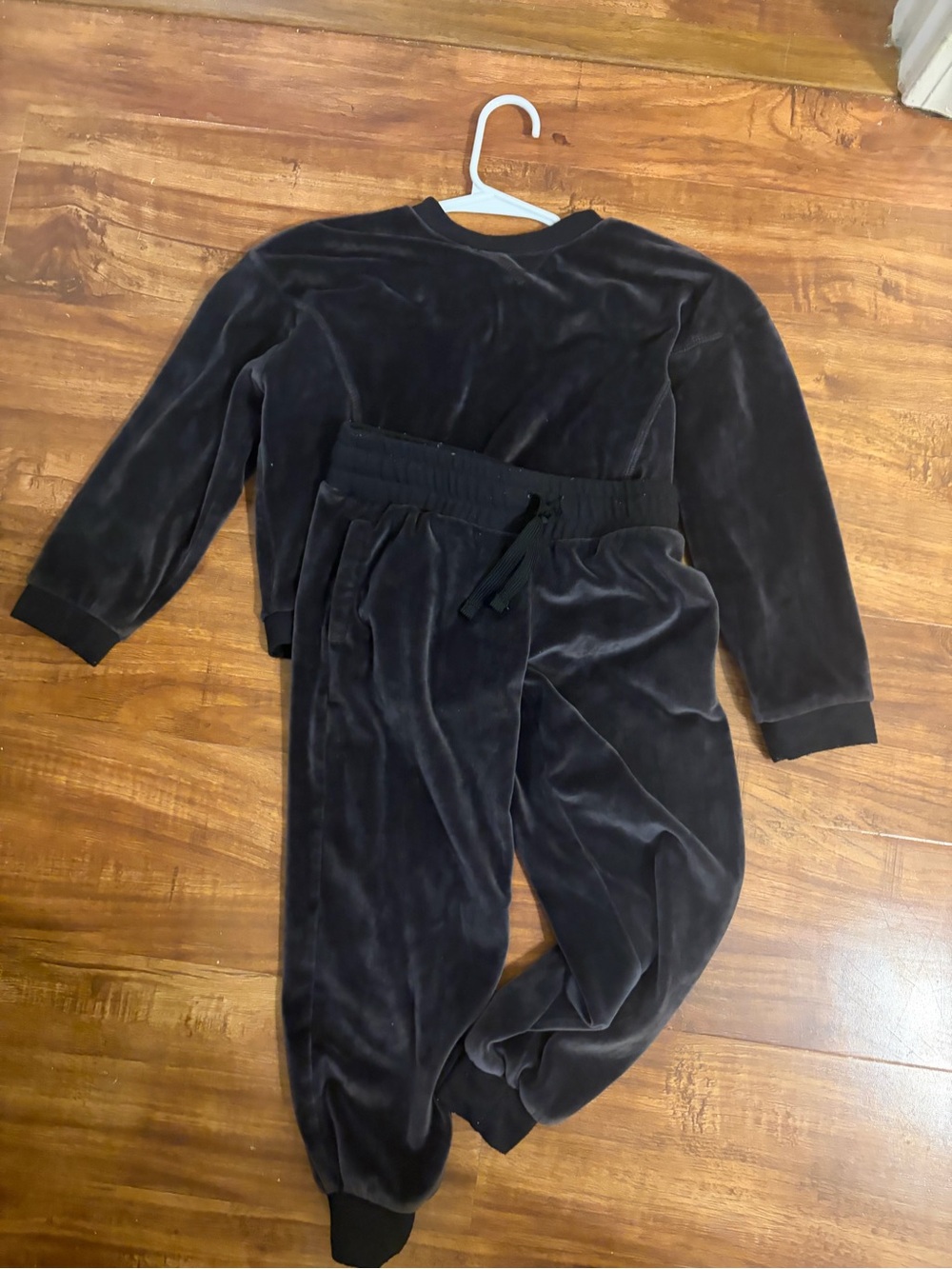 Athletic Works Kids Plush Velour Pajama Set - Charcoal Black
